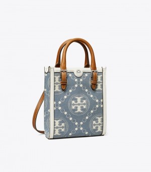 Tory Burch Mini T Monogram Denim Toteväska Dam | WCSRAIO-82