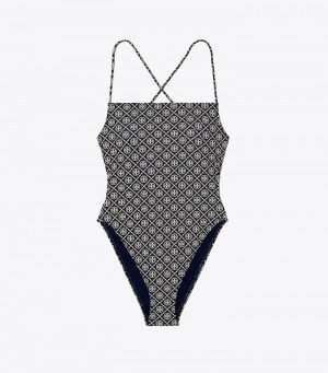 Tory Burch Printed Tie-back One-piece Swimwear & Cover-Ups Dam | KBDLCYP-19