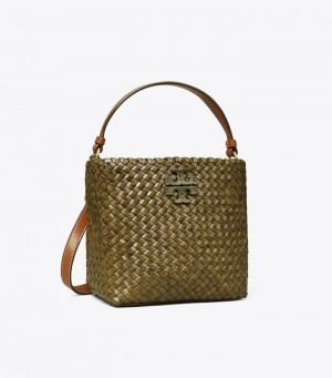 Tory Burch Small Mcgraw Woven Bucket Bag Dam | ZNGXFWV-85