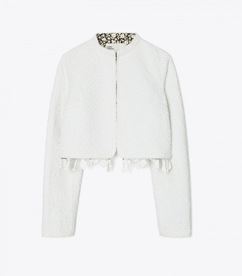 Tory Burch Bomull Tweed Cropped Jackets & Outerwear Dam | NIFWSQM-80