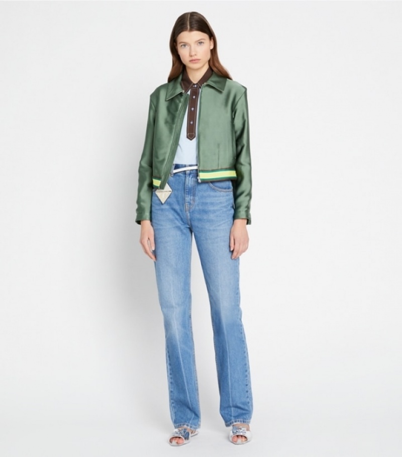 Tory Burch Cropped Satin Club Jackets & Outerwear Dam | VITNWZL-84