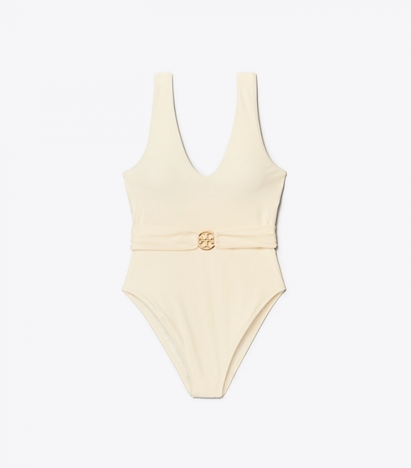 Tory Burch Miller Plunge One-piece Swimwear & Cover-Ups Dam | AXFTKYI-05