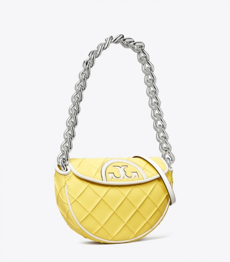 Tory Burch Mini Fleming Soft Lack Border Crescent Bags Dam | RATKXIF-03