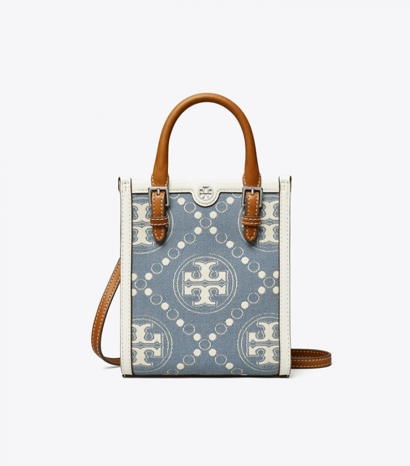 Tory Burch Mini T Monogram Denim Toteväska Dam | WCSRAIO-82