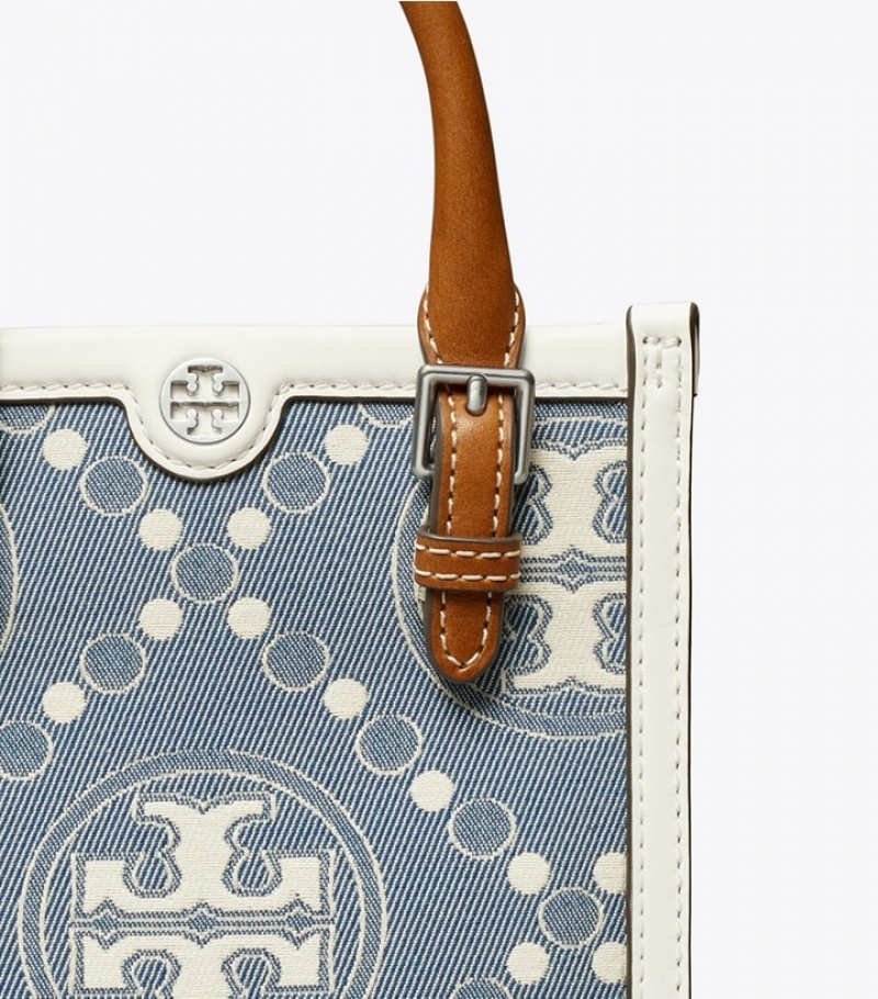 Tory Burch Mini T Monogram Denim Toteväska Dam | WCSRAIO-82