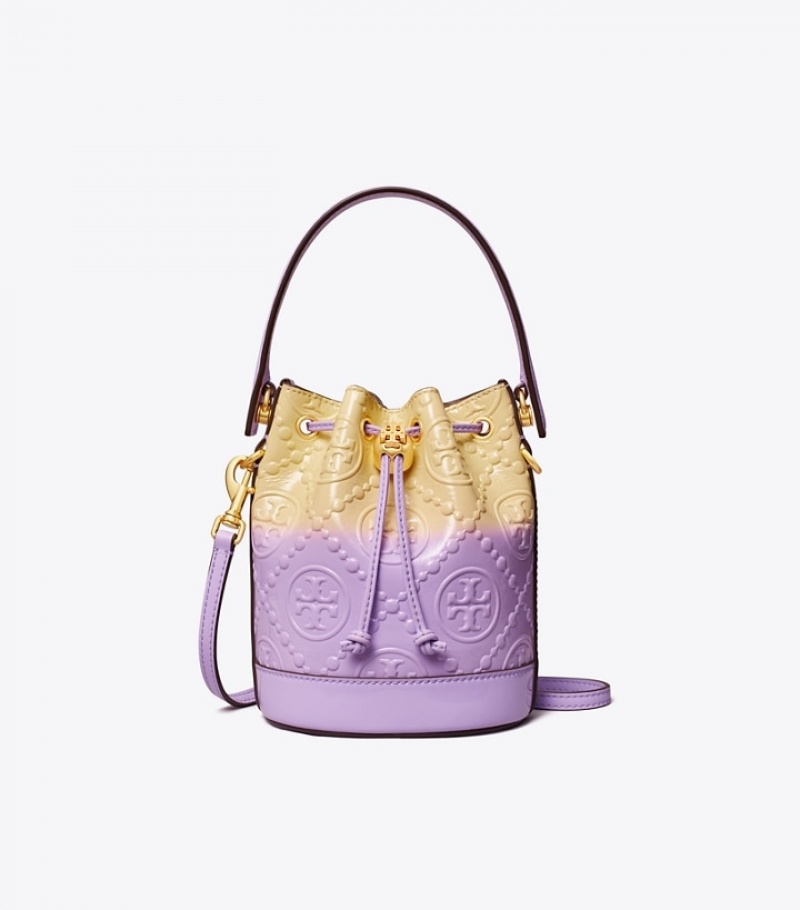 Tory Burch Mini T Monogram Dip-dye Bucket Bag Dam | DRYKQCM-82