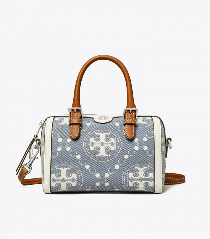 Tory Burch Petite T Monogram Denim Barrel Crossbody Väska Dam | DHMBYRP-59