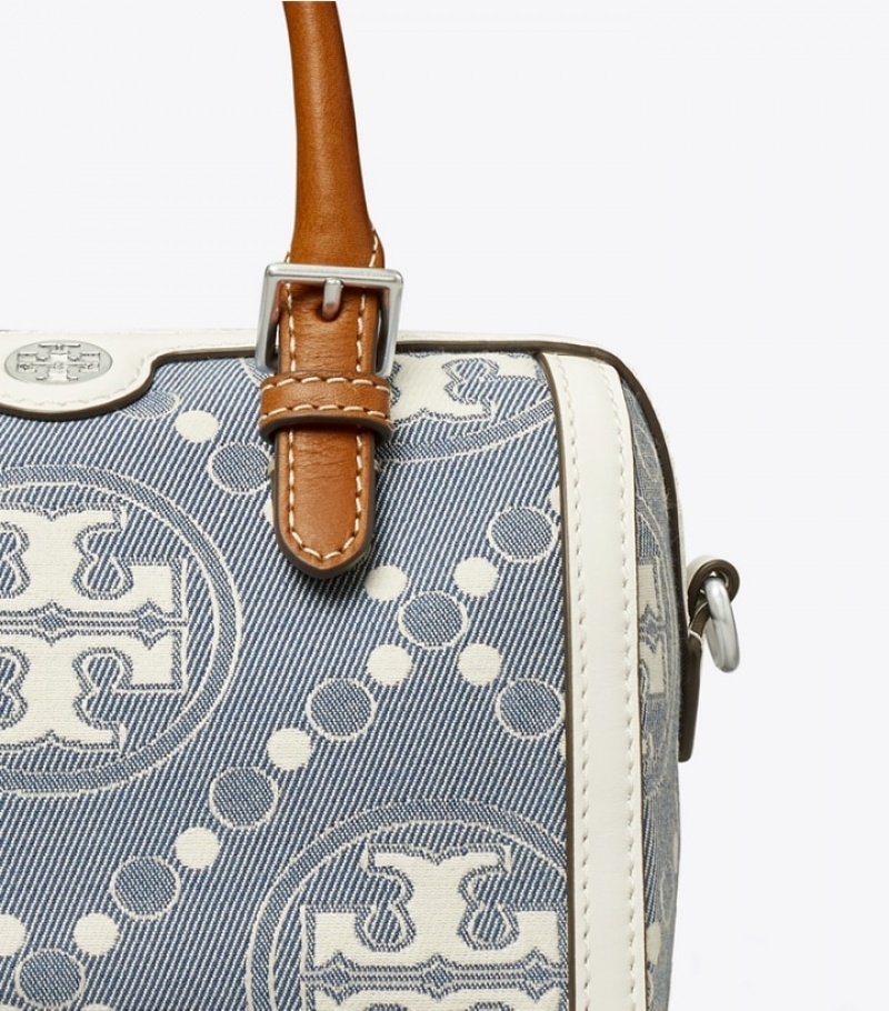 Tory Burch Petite T Monogram Denim Barrel Crossbody Väska Dam | DHMBYRP-59