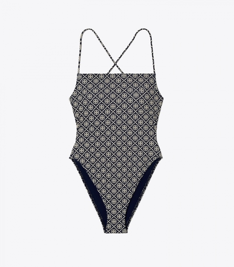 Tory Burch Printed Tie-back One-piece Swimwear & Cover-Ups Dam | KBDLCYP-19