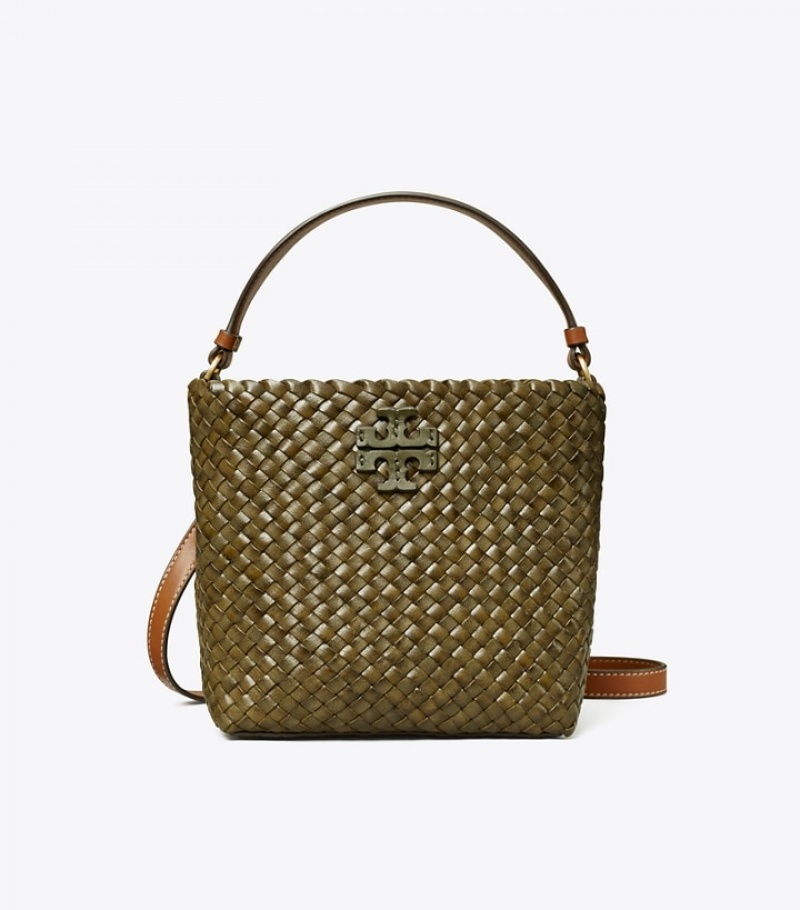 Tory Burch Small Mcgraw Woven Bucket Bag Dam | ZNGXFWV-85