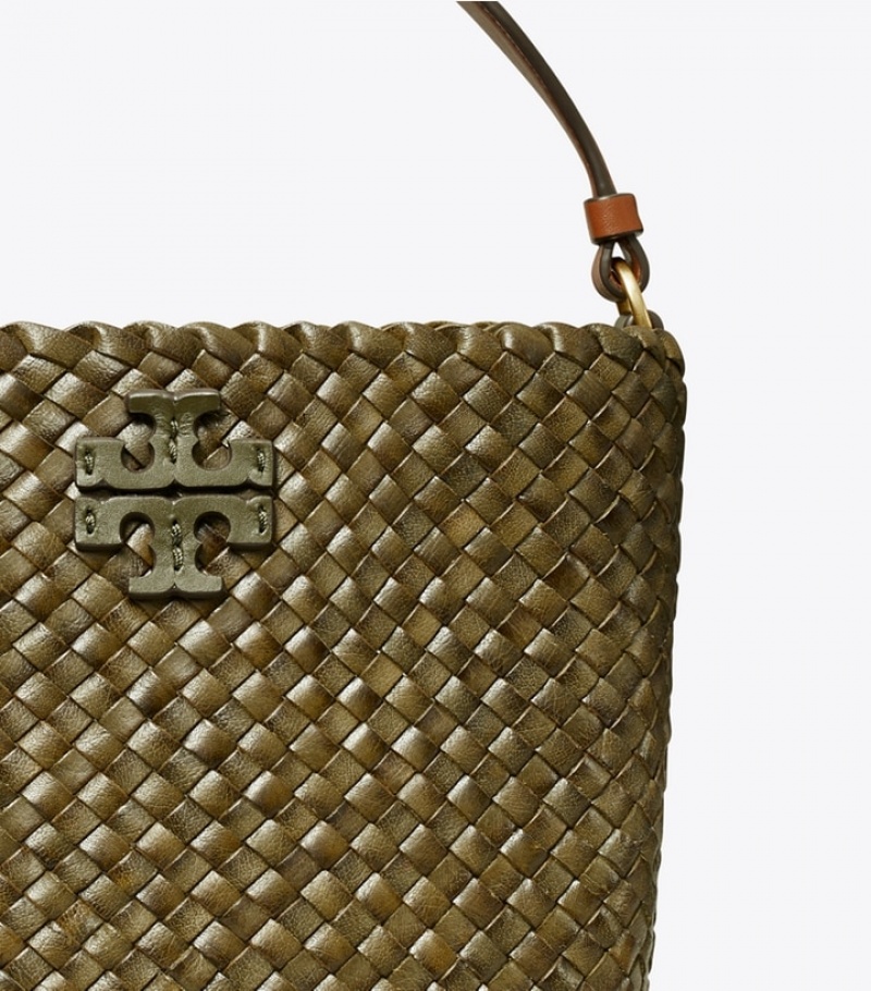 Tory Burch Small Mcgraw Woven Bucket Bag Dam | ZNGXFWV-85