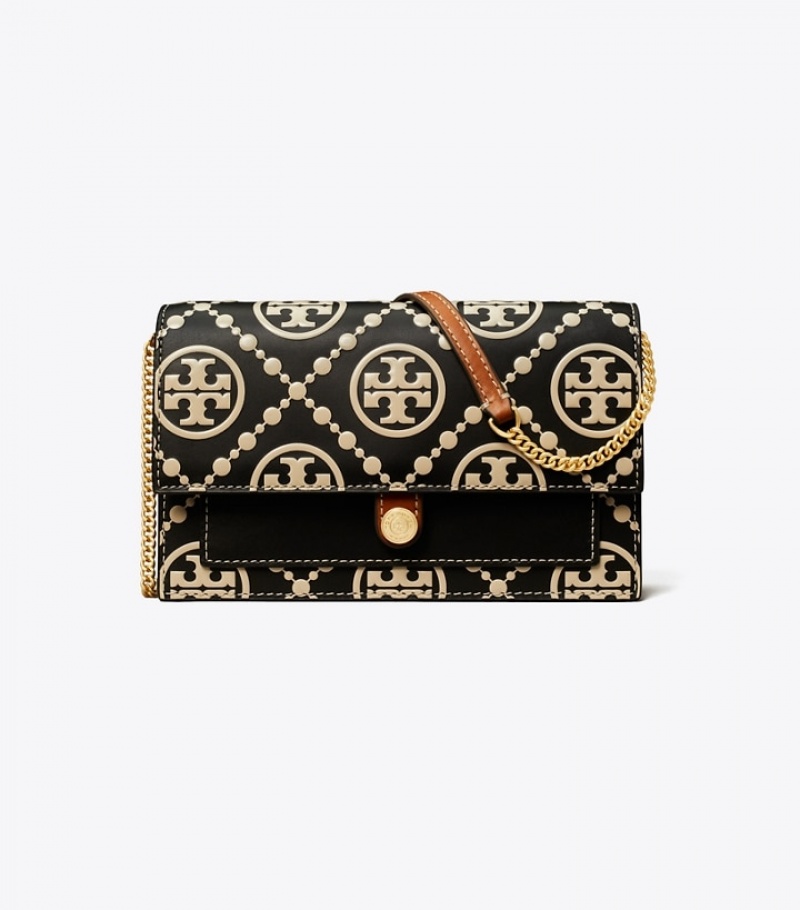 Tory Burch T Monogram Contrast Embossed Chain Wallet Mini Bags Dam | CIJMTWL-28