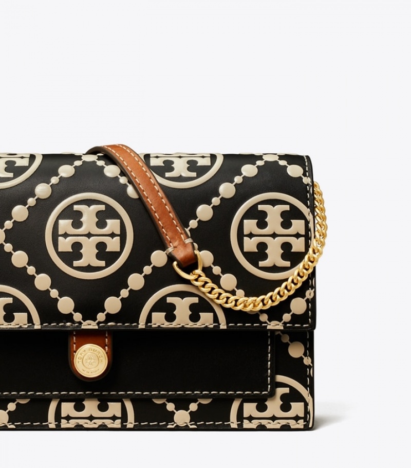 Tory Burch T Monogram Contrast Embossed Chain Wallet Mini Bags Dam | CIJMTWL-28