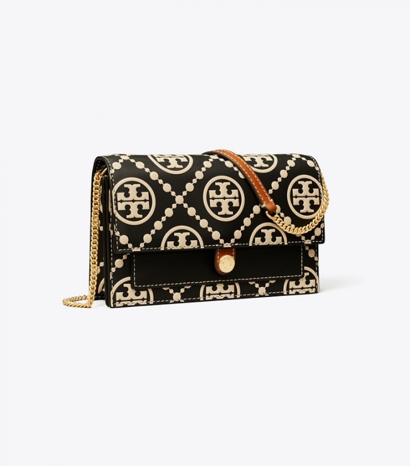 Tory Burch T Monogram Contrast Embossed Chain Wallet Mini Bags Dam | CIJMTWL-28