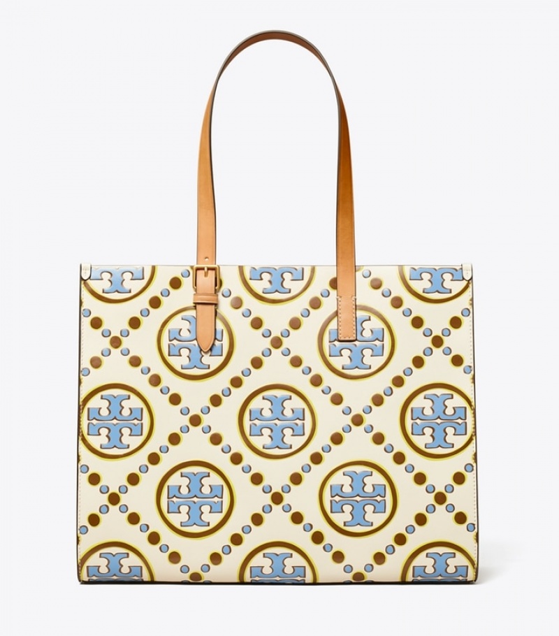 Tory Burch T Monogram Contrast Embossed Toteväska Dam | ZAUYVMI-08