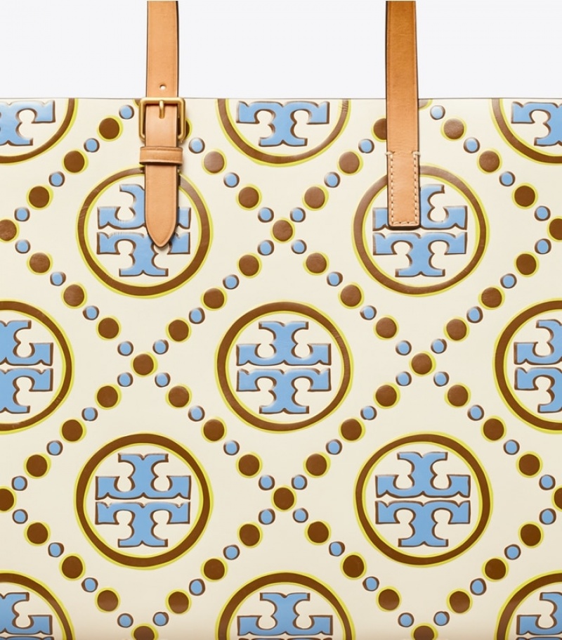 Tory Burch T Monogram Contrast Embossed Toteväska Dam | ZAUYVMI-08