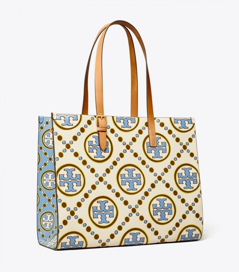 Tory Burch T Monogram Contrast Embossed Toteväska Dam | ZAUYVMI-08