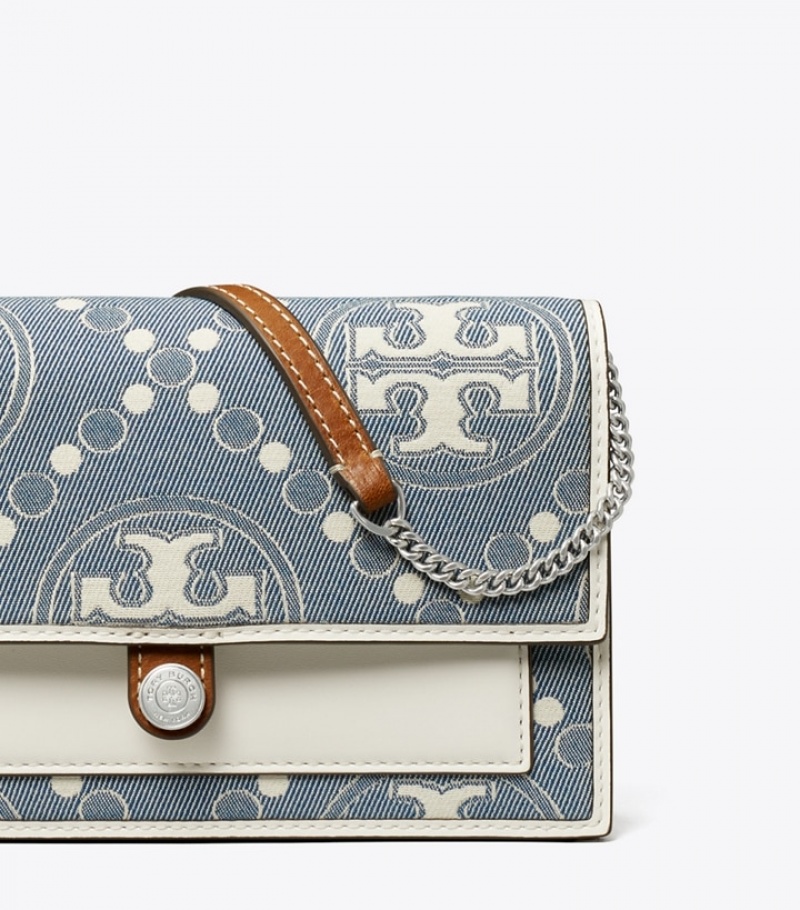 Tory Burch T Monogram Denim Wallet Crossbody Mini Bags Dam | TVXECYR-29