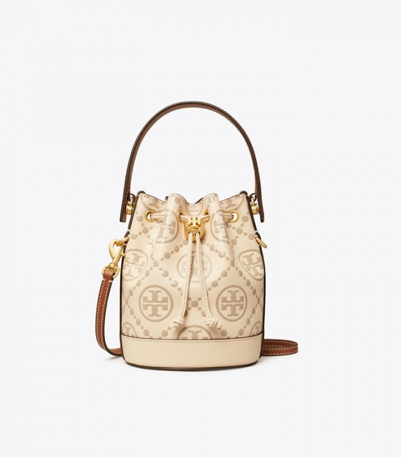 Tory Burch T Monogram Embossed Mini Bucket Bag Dam | HDCKAIL-75