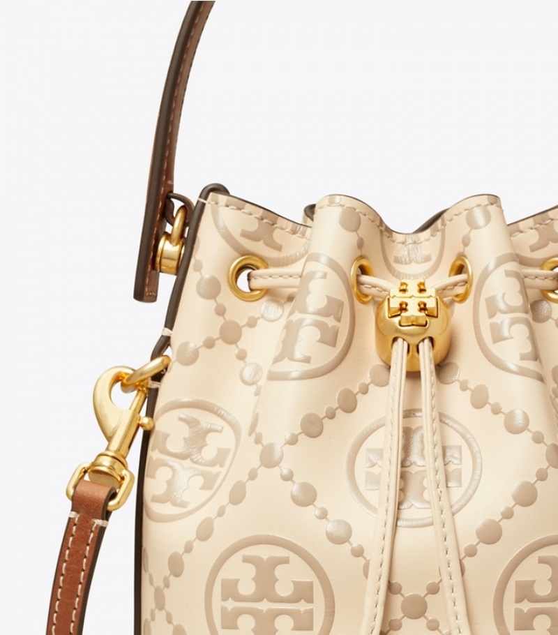 Tory Burch T Monogram Embossed Mini Bucket Bag Dam | HDCKAIL-75