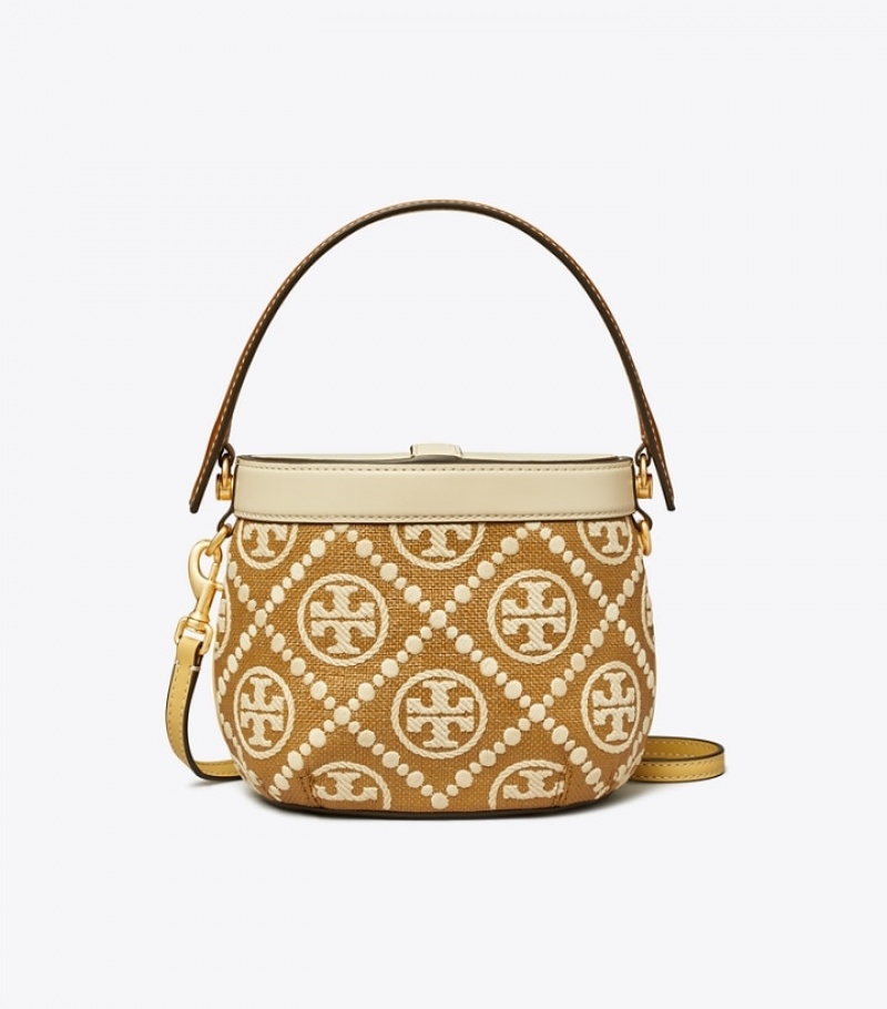 Tory Burch T Monogram Embroidered Raffia Canteen Crossbody Väska Dam | NVOSZFA-87