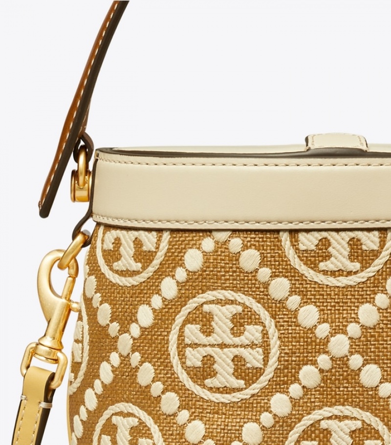 Tory Burch T Monogram Embroidered Raffia Canteen Crossbody Väska Dam | NVOSZFA-87