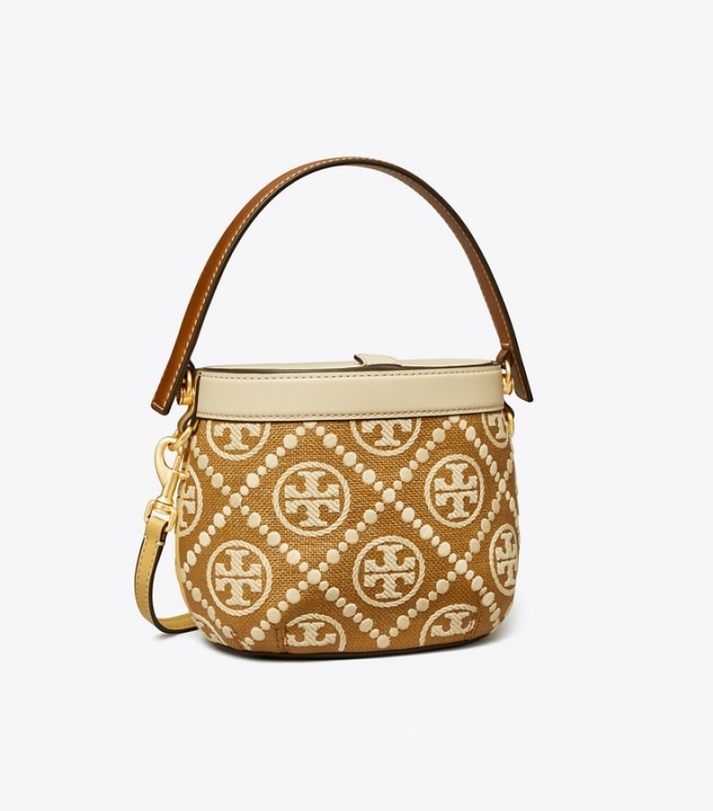 Tory Burch T Monogram Embroidered Raffia Canteen Crossbody Väska Dam | NVOSZFA-87