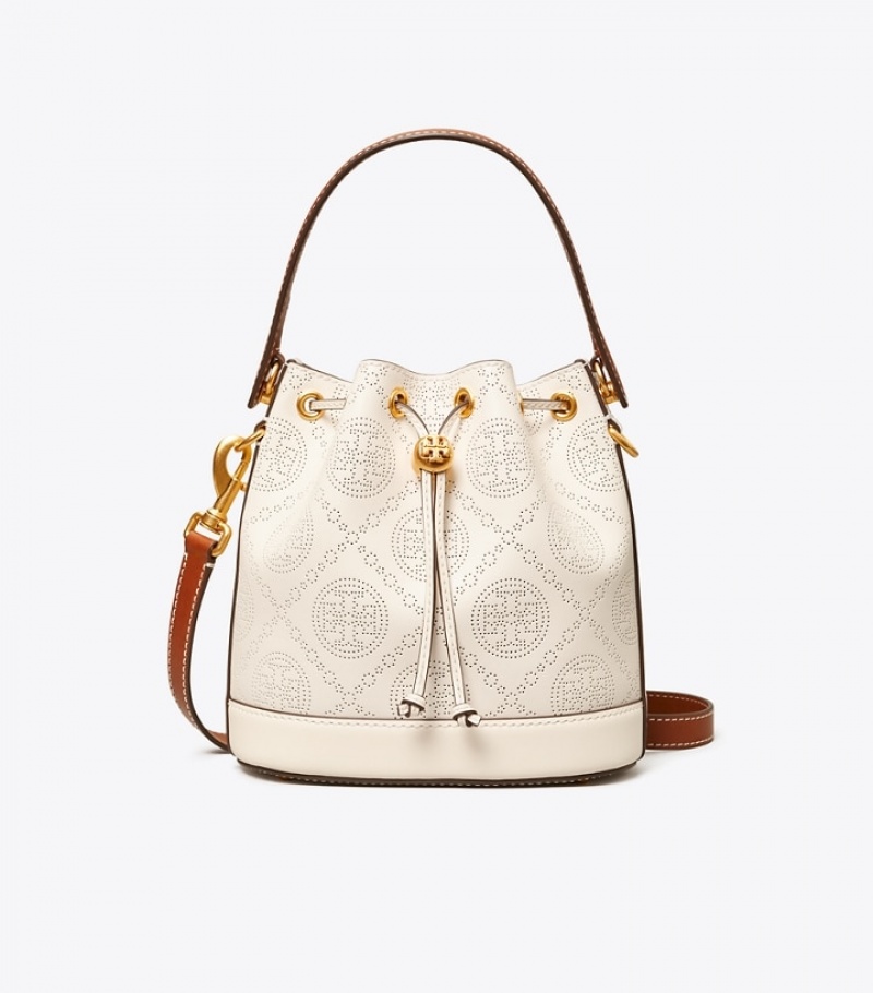 Tory Burch T Monogram Perforated Bucket Bag Dam | FPKNEWQ-07