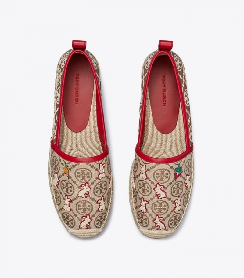 Tory Burch T Monogram Rabbit Embroidered Espadriller Dam | KUYTAFG-47