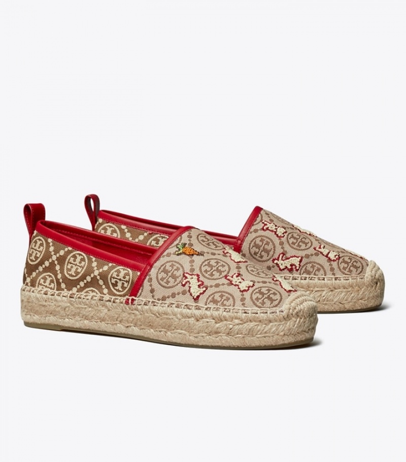 Tory Burch T Monogram Rabbit Embroidered Espadriller Dam | KUYTAFG-47