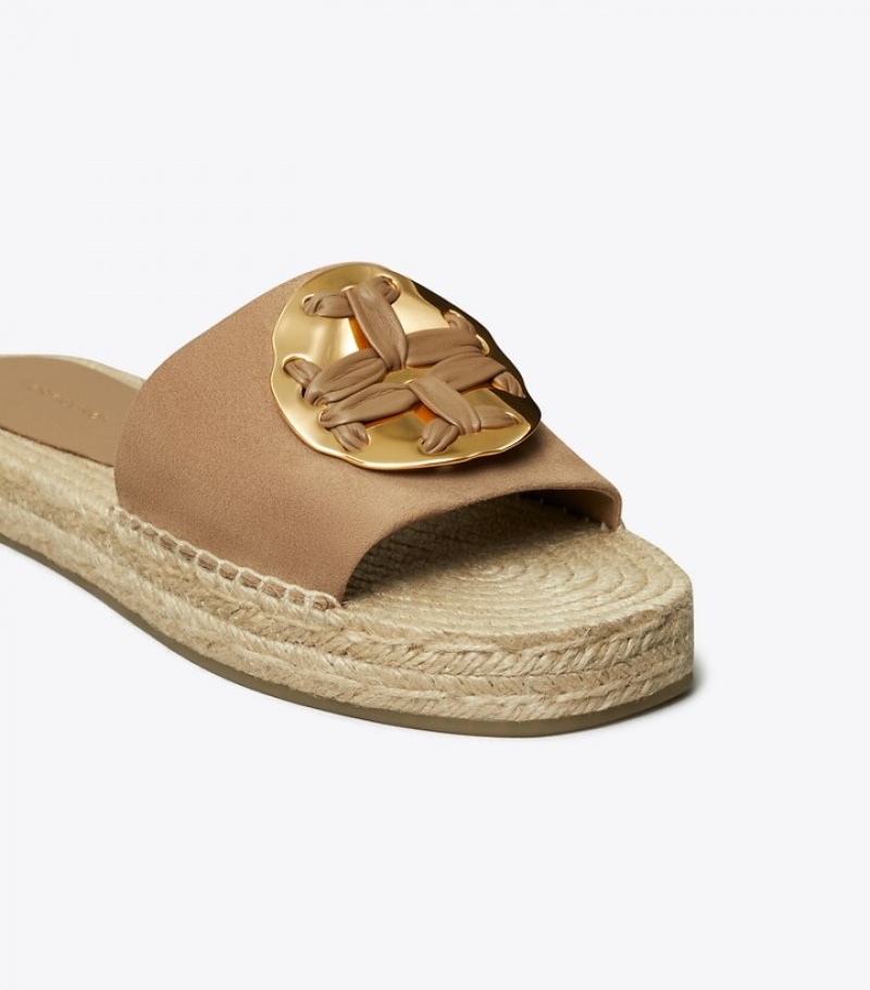 Tory Burch Woven Double T Espadrille Slide Dam | ZINJALH-25