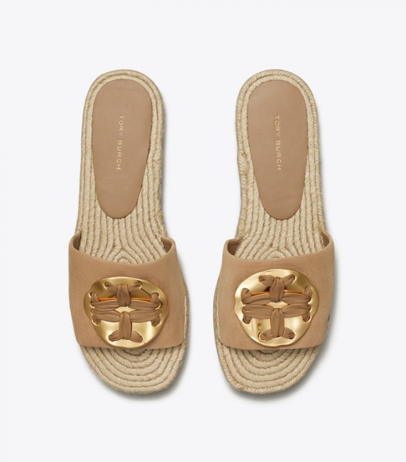 Tory Burch Woven Double T Espadrille Slide Dam | ZINJALH-25