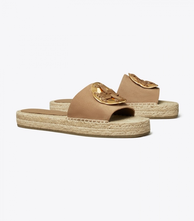 Tory Burch Woven Double T Espadrille Slide Dam | ZINJALH-25